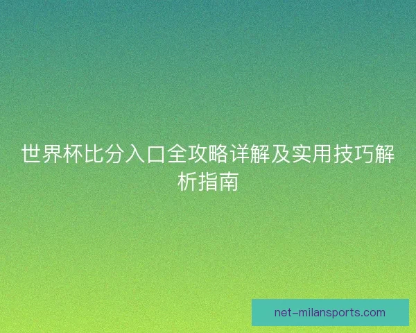 世界杯比分入口全攻略详解及实用技巧解析指南